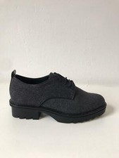 Zara Brogues Size 3 Grey Wool Lace Up Ladies Heeled Smart Shoes EU 36 WRN ONCE
