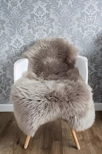 Genuine sheepskin rug - -, taupe