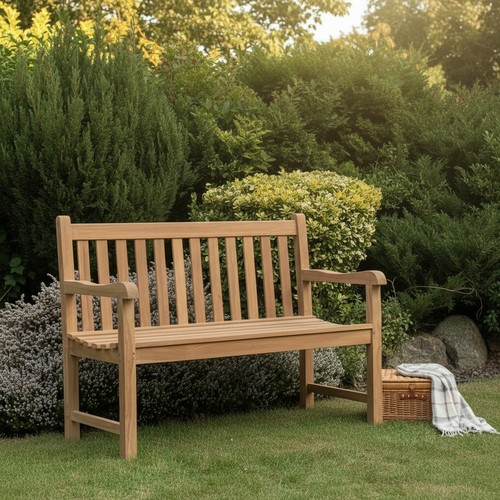 Teak garden bench - garden, straight