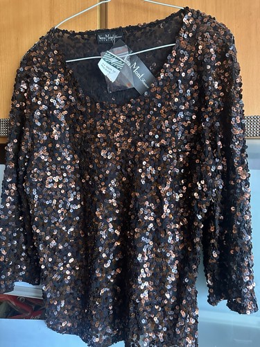 Vera mont sequin top bronze - sequin,