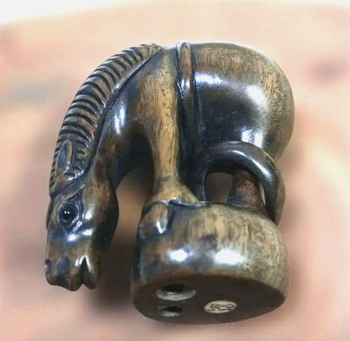Horse netsuke wood carving - wood,