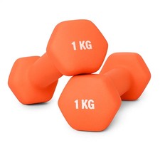 2x 1kg Dumbbell Set Neoprene Orange Rubber Hand Workout Home Gym Fitness-New