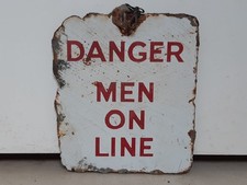 ENAMEL SIGN DANGER MEN ON LINE BRITISH RAIL AXMINSTER LYME REGIS BR GENUINE