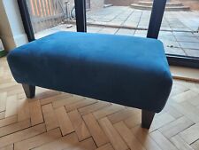 Blue velvet footstool with Walnut legs in amazing condition - only 1 yr old