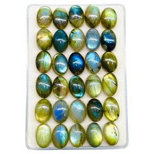 30 Pcs Natural Labradorite 12-13.3mm Oval Flashy Loose Cabochon Gemstones Lot