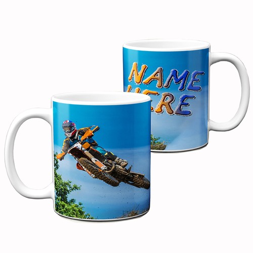 Personalised dirt bike mug - personalised,