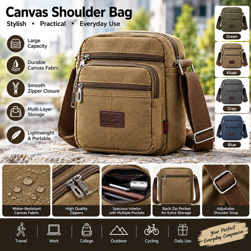 Men canvas messenger - canvas, bag