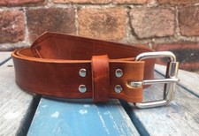 Natural Veg Tan 100% Leather Belt 3.5-4mm Choice of Colour Buckle Width Handmade