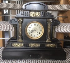 RARE SEWILL OF LIVERPOOL ANTIQUE SLATE MARBLE CLOCK WITH SIGNED CLOCK MOVEMENT