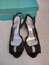 ❤️ Debenhams Debut Black Small Heel Shoes With Diamante Detail Size 5 Vgc