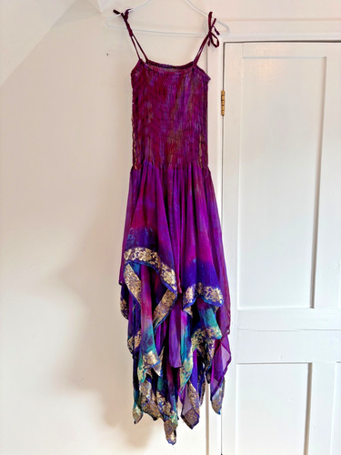 Recycled sari silk dress