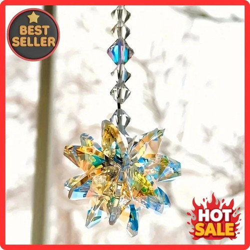 Glass star crystal suncatcher - "glass,