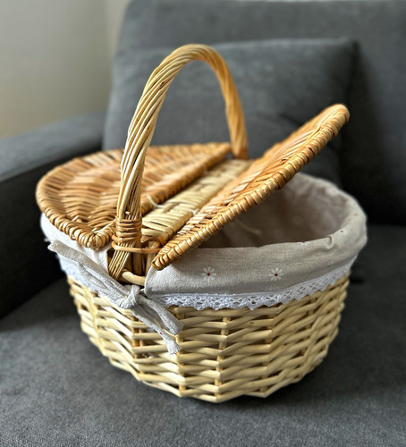 Wicker picnic basket with - basket,