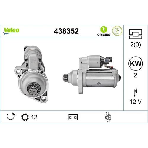Valeo starter motor 12v 2kw - 2kw, 12