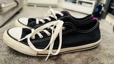 CONVERSE Low Top Trainers black canvas trainers size 5 