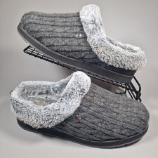 Skechers Keepsake Slippers Women Size 7 Ice Angel Grey Faux Fur Comfort 