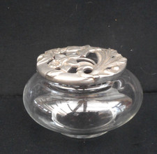 Anchor Hocking glass posy bowl & pewter flower wire - 11 cm (4.5") dia'r