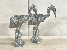 ELEGANT SILVER METAL HERON BIRD SCULPTURES STYLISH HOME DECOR FIGURINE ORNAMENTS