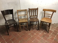 4X VINTAGE WOODEN SEATS CHAIRS