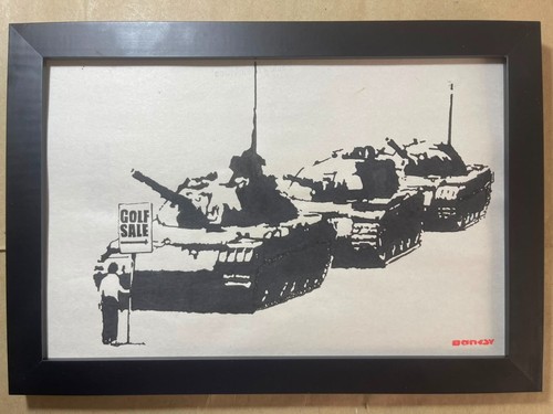 Banksy drawing framed - drawing, on