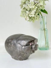 Vintage Metal Piggy Bank in the Shape of a Pig