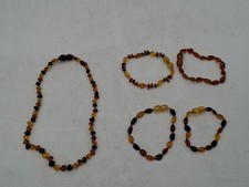 Baltic Amber Necklace Bracelet Set Beaded Small 5 Piece Set Not Adult Sized