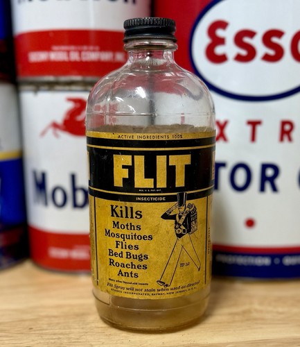 Vintage flit glass bottle 16oz - flit,