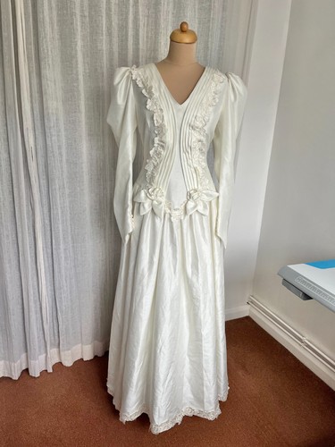 Vintage 80s ivory shantung - 80s,