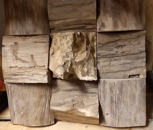 Abstract teak wood wall