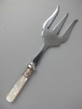 Bread Toast Deli Fork. Mother of pearl handle. Silver plated. Vintage / Antique.