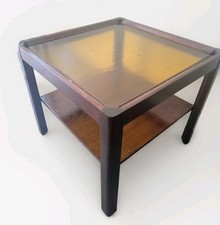 Square Glass Top Wooden Coffee Table