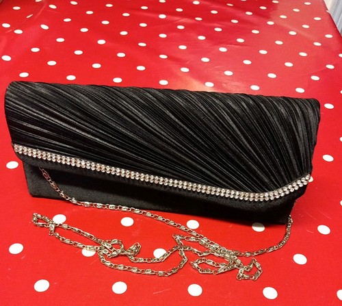 Black pleated satin - pleated,
