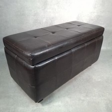 Brown Faux Leather Storage Ottoman Bench Seat Footstool Blanket Box Pouffe