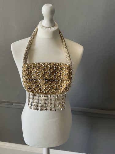 Zara gold beaded hand bag - hand,