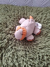 RARE VINTAGE MANHATTAN TOY COMPANY TAN & ORANGE SUEDE BEANBAG SPLATS  PUPPY DOG 