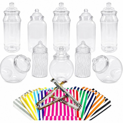 Assorted plastic sweet jars - 10,