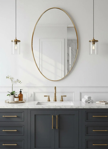 Antique brass mirror - brass,