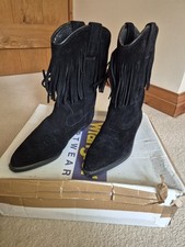 Genuine Vintage Wrangler Cowboy Boots Black Suede. Ladies Size 4