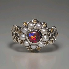 Natural Red Fire Opal & Pearl