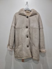 Real sheepskin beige warm jacket coat size 10