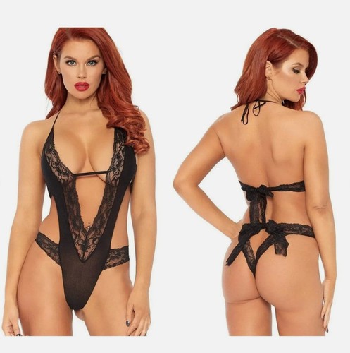 Lace deep panty teddy - lace, v