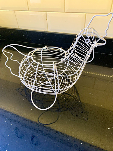 White metal chicken - metal, egg