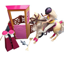 Barbie Jumping Tawny Horse Doll Playset Not Complete Doll & Horse & Stable