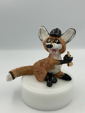 BASIL MATTHEWS  Comical Hunting Memories Fox figurine signed with Horn & Hat 5”