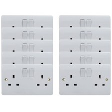 10 x Double Socket 13A White 2