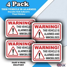 4-Pack 'This Vehicle is Alarmed & Immobilised' Vinyl Stickers - Waterproof, 50mm