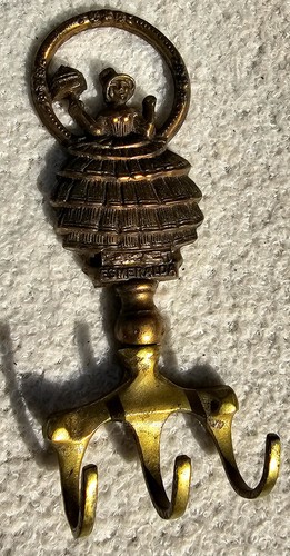 Vintage peerage brass key - peerage, hook