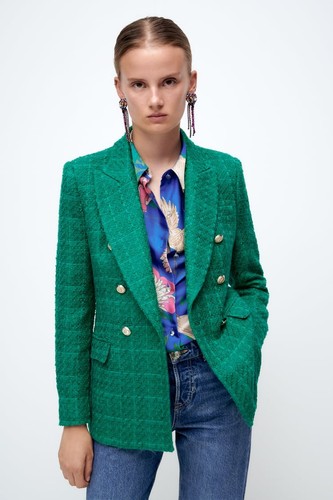 Zara green textured coat - ,