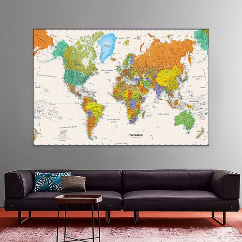 World political map - political, poster