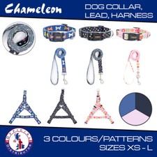 Dog Harness Collar Lead Pet Cat 3 Designs Patterned Adjustable